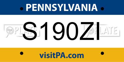 S190ZI Pennsylvania License Plate