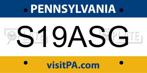 S19ASG Pennsylvania License Plate