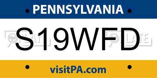 S19WFD Pennsylvania License Plate