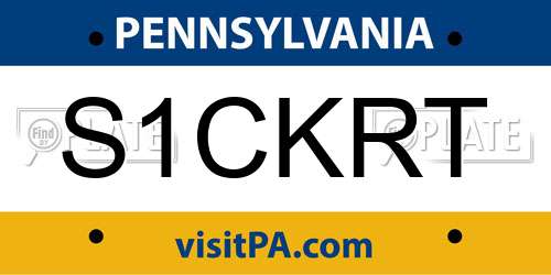 S1CKRT Pennsylvania License Plate