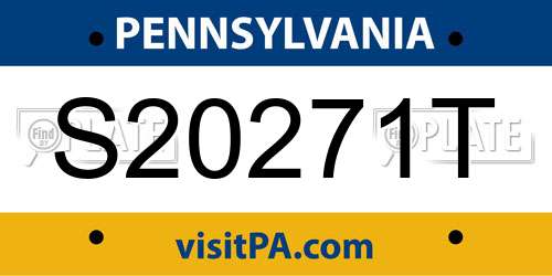 S20271T Pennsylvania License Plate