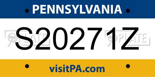 S20271Z Pennsylvania License Plate