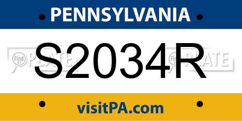 S2034R Pennsylvania License Plate