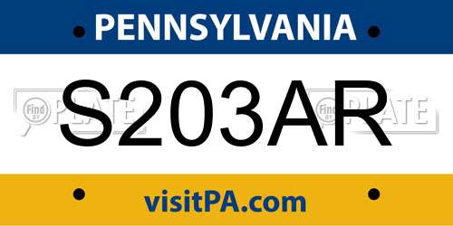 S203AR Pennsylvania License Plate