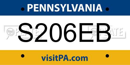 S206EB Pennsylvania License Plate