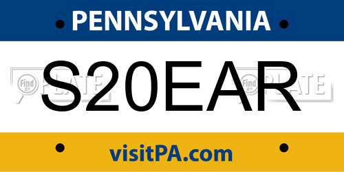 S20EAR Pennsylvania License Plate
