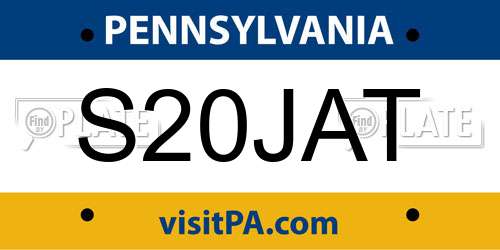 S20JAT Pennsylvania License Plate