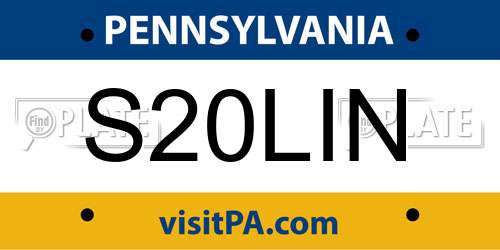 S20LIN Pennsylvania License Plate