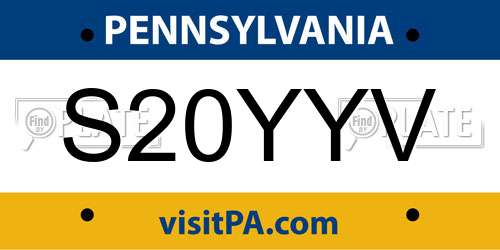 S20YYV Pennsylvania License Plate