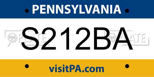 S212BA Pennsylvania License Plate