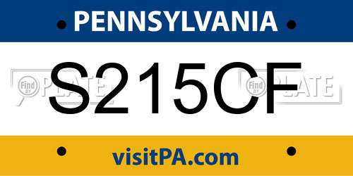 S215CF Pennsylvania License Plate