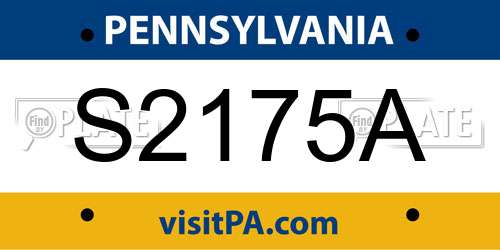 S2175A Pennsylvania License Plate