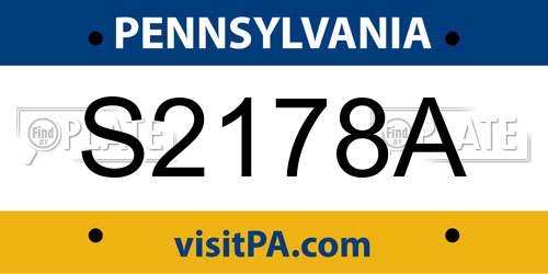 S2178A Pennsylvania License Plate