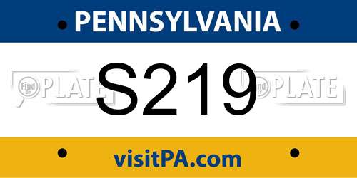 S219 Pennsylvania License Plate