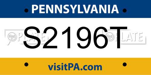 S2196T Pennsylvania License Plate