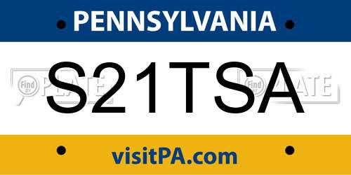 S21TSA Pennsylvania License Plate