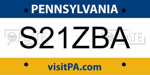 S21ZBA Pennsylvania License Plate