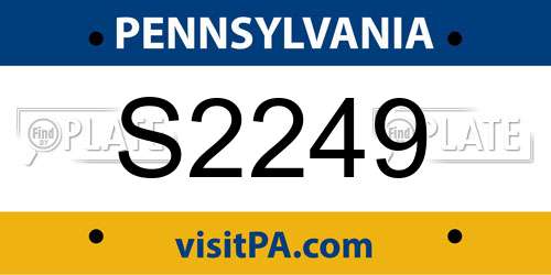 S2249 Pennsylvania License Plate