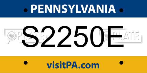S2250E Pennsylvania License Plate