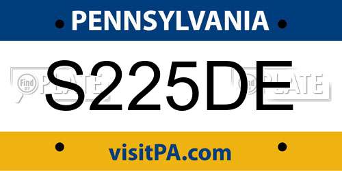 S225DE Pennsylvania License Plate