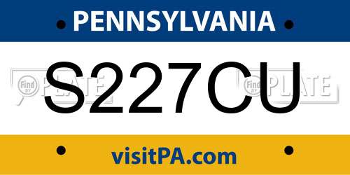 S227CU Pennsylvania License Plate
