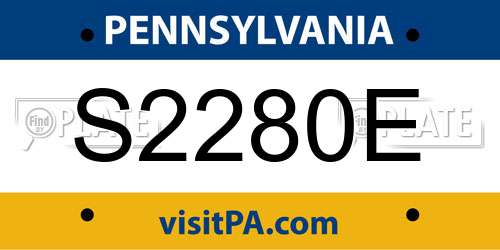 S2280E Pennsylvania License Plate