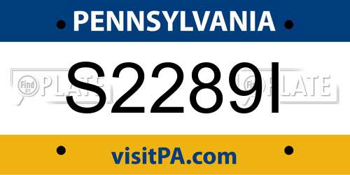 S2289I Pennsylvania License Plate