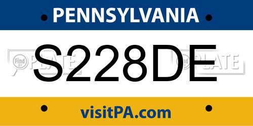 S228DE Pennsylvania License Plate