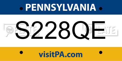 S228QE Pennsylvania License Plate