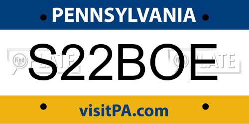 S22BOE Pennsylvania License Plate