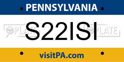 S22ISI Pennsylvania License Plate