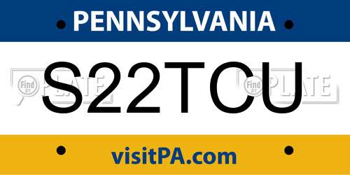 S22TCU Pennsylvania License Plate