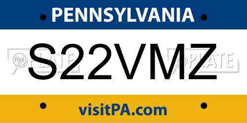 S22VMZ Pennsylvania License Plate