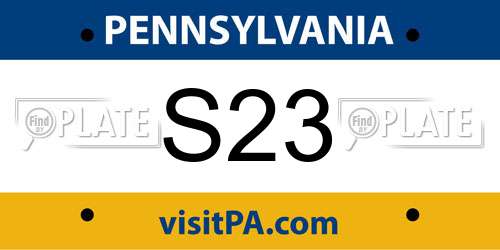 S23 Pennsylvania License Plate