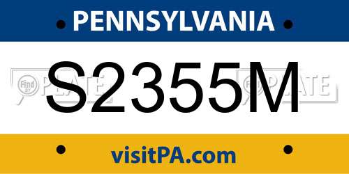 S2355M Pennsylvania License Plate