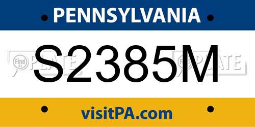 S2385M Pennsylvania License Plate