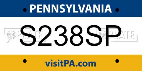 S238SP Pennsylvania License Plate