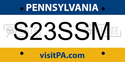 S23SSM Pennsylvania License Plate