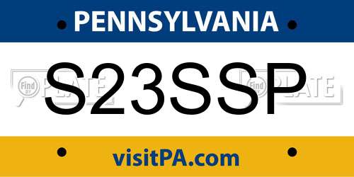 S23SSP Pennsylvania License Plate