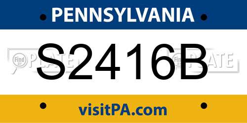 S2416B Pennsylvania License Plate