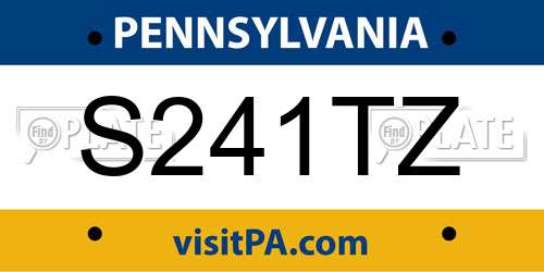 S241TZ Pennsylvania License Plate