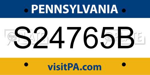 S24765B Pennsylvania License Plate