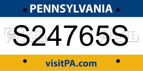 S24765S Pennsylvania License Plate