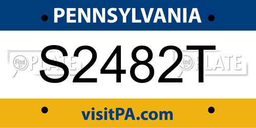S2482T Pennsylvania License Plate