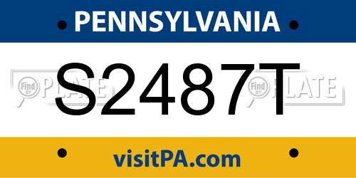 S2487T Pennsylvania License Plate