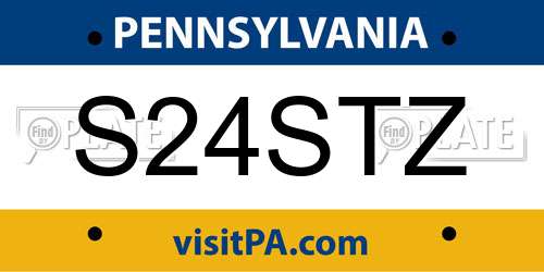 S24STZ Pennsylvania License Plate