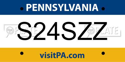 S24SZZ Pennsylvania License Plate