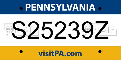 S25239Z Pennsylvania License Plate