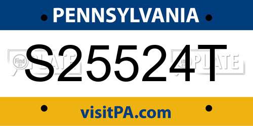 S25524T Pennsylvania License Plate