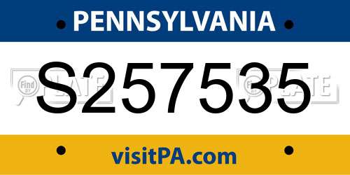 S257535 Pennsylvania License Plate